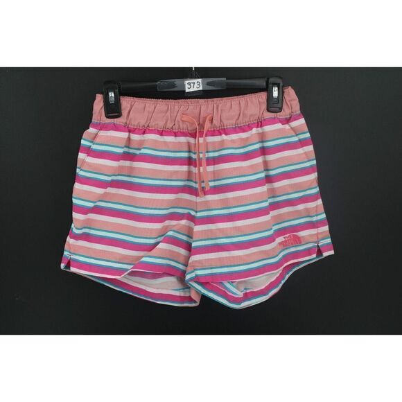 THE NORTH FACE SIZE XS PINK STRIPED ATHLETIC SHORTS 4" INSEAM - Picture 1 of 7